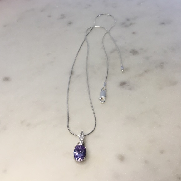 Sterling Silver Lavender Cz Necklace - Picture 5 of 16
